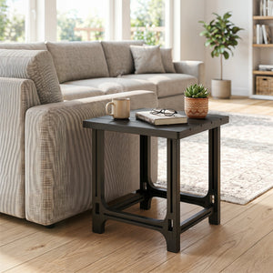 18 Inch Outdoor Adirondack Side Table with Slatted Surface-Black view 3