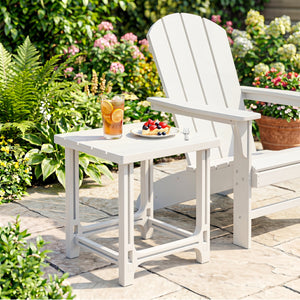 18 Inch Outdoor Adirondack Side Table with Slatted Surface-White view 6