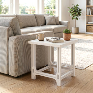 18 Inch Outdoor Adirondack Side Table with Slatted Surface-White view 3