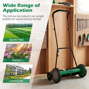18 Inch Push Reel Lawn Mower 4-Position Adjustable with Removable Grass Catcher-Green view 6