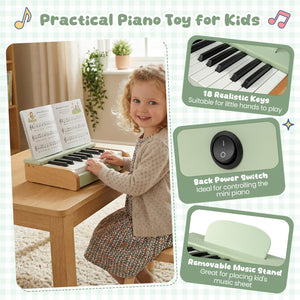 18 Keys Wooden Piano for Kids with Removable Music Stand-Green view 7