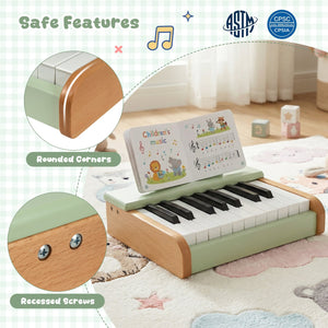 18 Keys Wooden Piano for Kids with Removable Music Stand-Green view 8