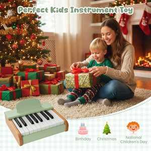 18 Keys Wooden Piano for Kids with Removable Music Stand-Green view 9