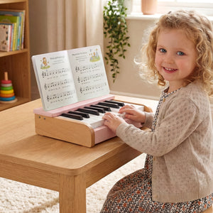 18 Keys Wooden Piano for Kids with Removable Music Stand-Pink view 2