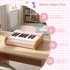 18 Keys Wooden Piano for Kids with Removable Music Stand-Pink view 9