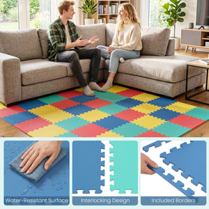 18 Pack Interlocking EVA Foam Floor Tiles with Boarders-Multicolor view 8