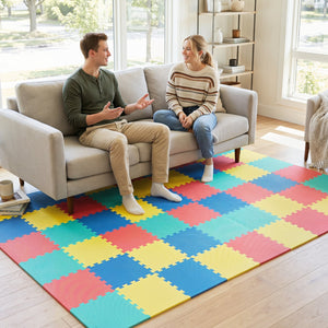 18 Pack Interlocking EVA Foam Floor Tiles with Boarders-Multicolor view 2