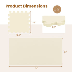 18 Pack Interlocking EVA Foam Floor Tiles with Boarders-Beige view 4