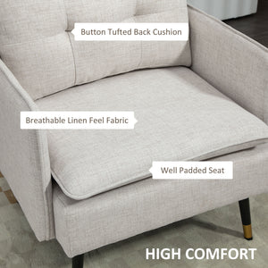 Accent Chair, Upholstered Armchair with Tufted Back Cushion and Steel Legs for Living Room, Bedroom – view 10