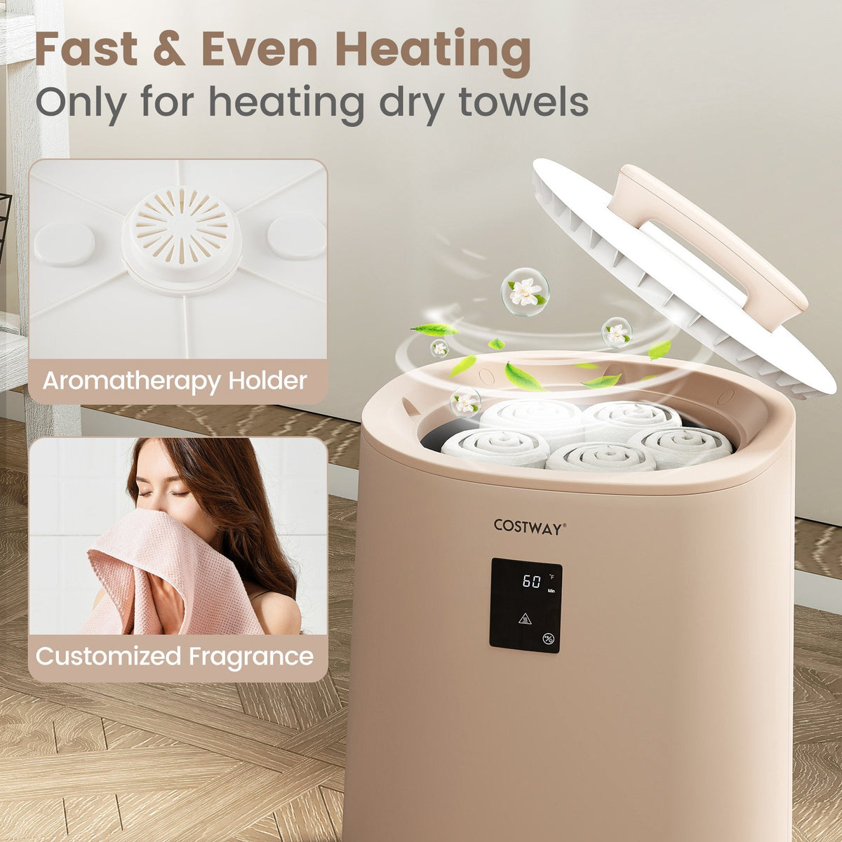 18L Large Towel Warmer with LED Display and Auto Shut off-Coffee view 9