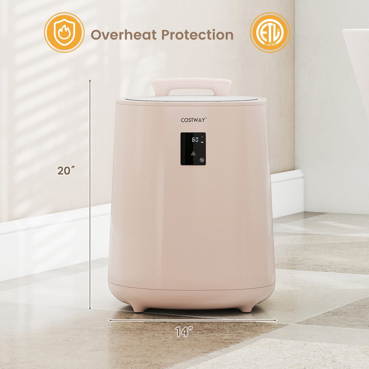 18L Large Towel Warmer with LED Display and Auto Shut off-Pink view 4