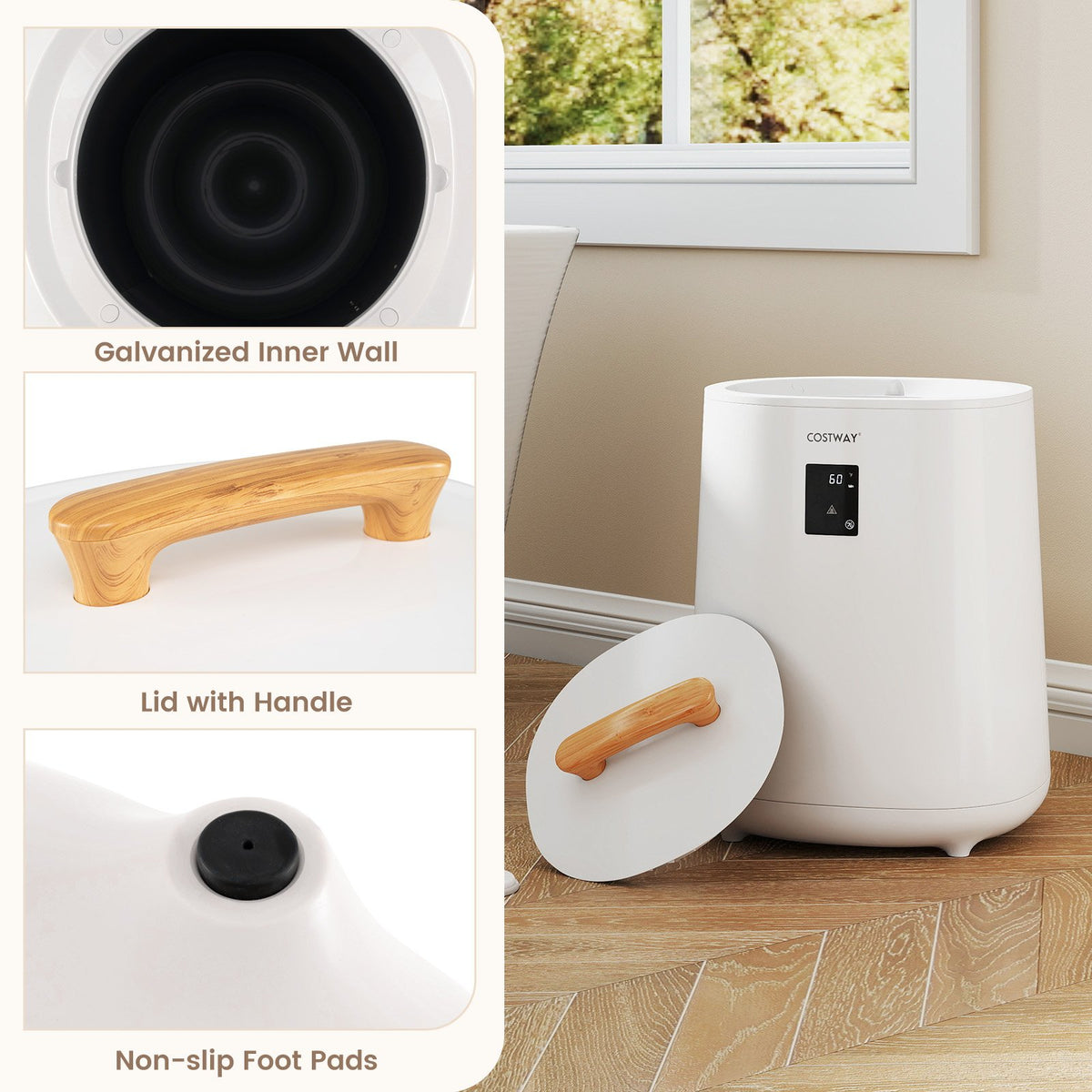 18L Large Towel Warmer with LED Display and Auto Shut off-White view 6