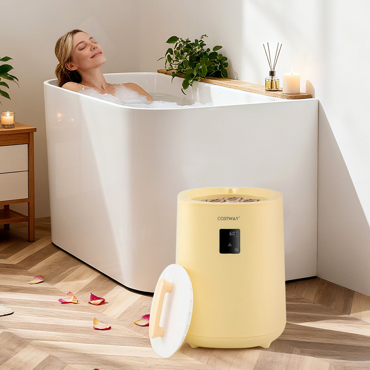 18L Large Towel Warmer with LED Display and Auto Shut off-Yellow view 3