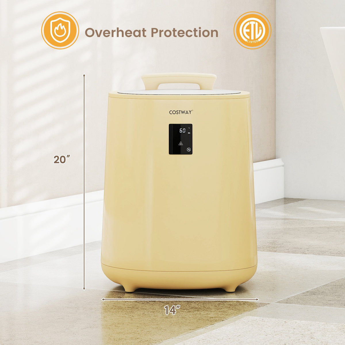 18L Large Towel Warmer with LED Display and Auto Shut off-Yellow view 4