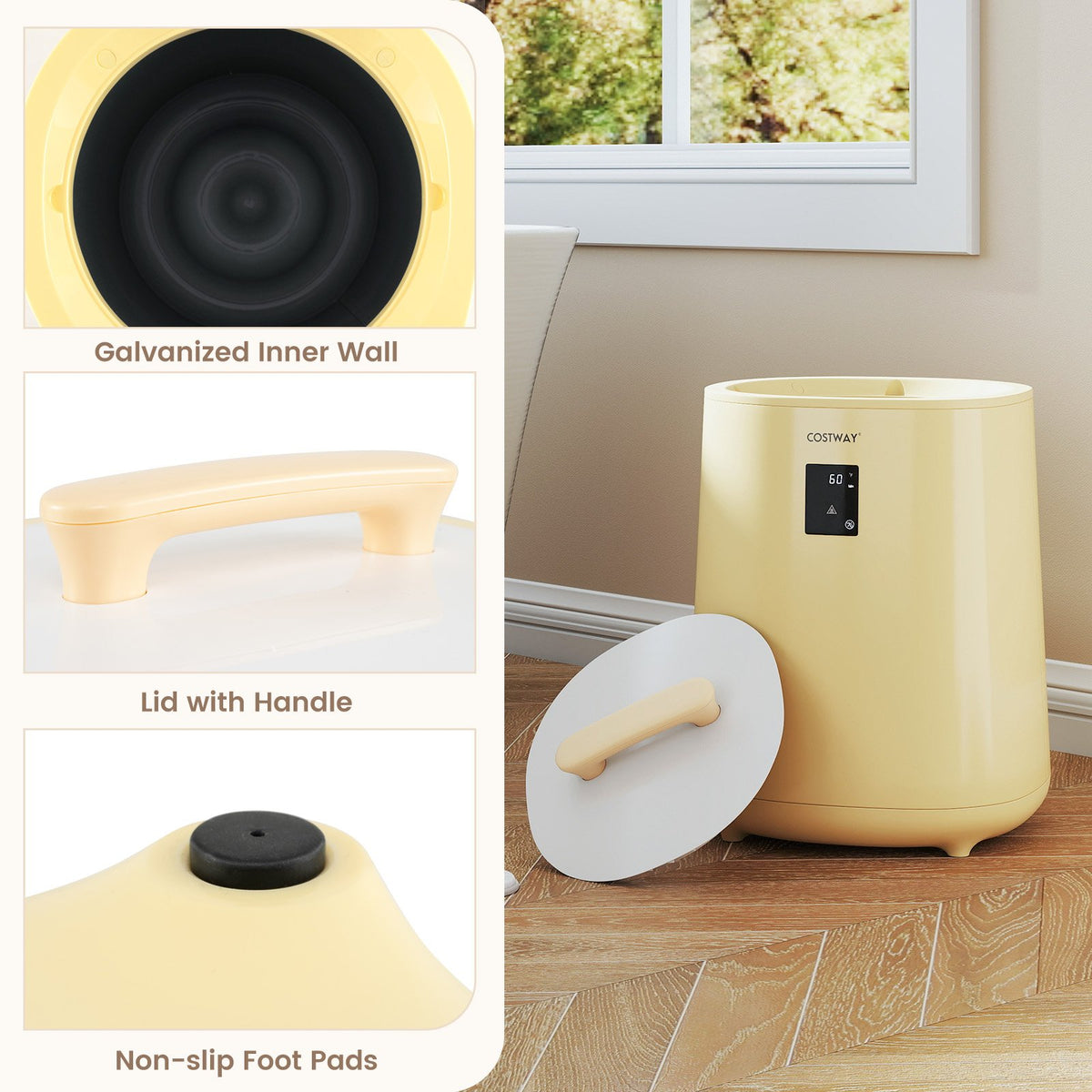 18L Large Towel Warmer with LED Display and Auto Shut off-Yellow view 6