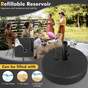 19.5 Inch Fillable Round Umbrella Base Stand for Yard Garden Poolside-Black view 8