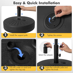 19.5 Inch Fillable Round Umbrella Base Stand for Yard Garden Poolside-Black view 9