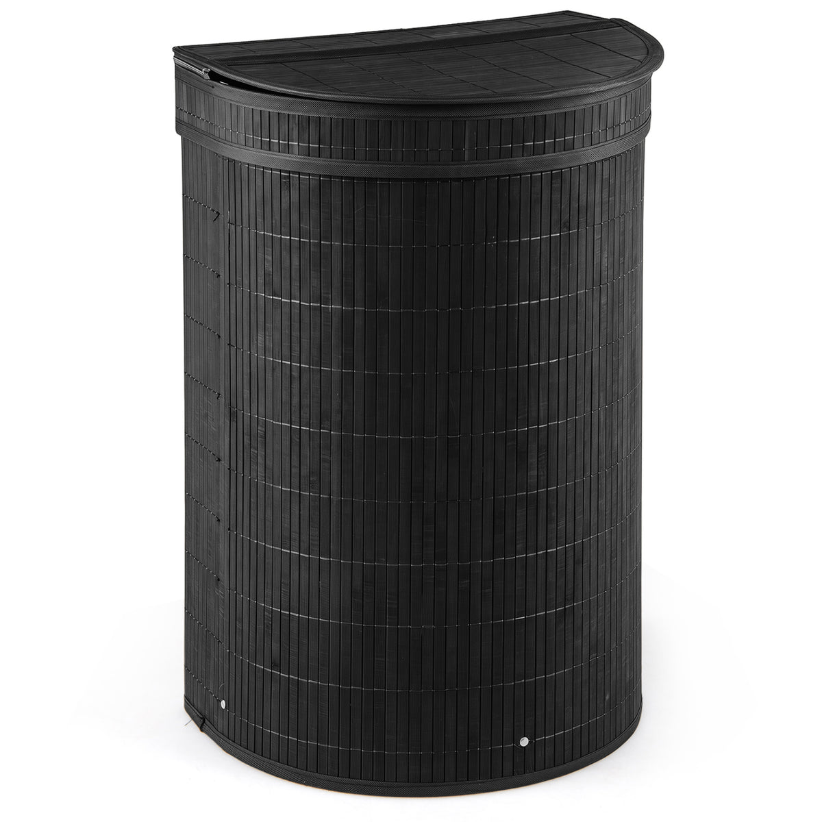 19 Gal Capacity Bamboo Laundry Hamper with Zippered Lid-Black view 4