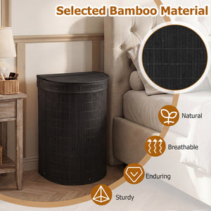 19 Gal Capacity Bamboo Laundry Hamper with Zippered Lid-Black view 6