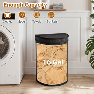 19 Gal Capacity Bamboo Laundry Hamper with Zippered Lid-Black view 7
