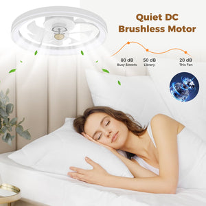 19 Inch Ceiling Fan Low Profile Flush Mount Fan with 3000-6500K Dimmable LED-White view 9