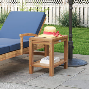 19 Inch Teak Wood Shower Bench Inside Shower Stool with Storage Shelf view 3