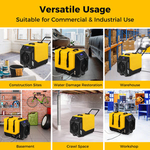 190 PPD Commercial Dehumidifier with Pump and 2 Wheels-Yellow view 8