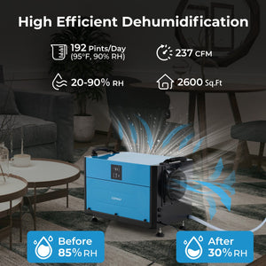 192 Pint Crawl Space Dehumidifier with 3 Modes and 24H Timer-Blue view 4