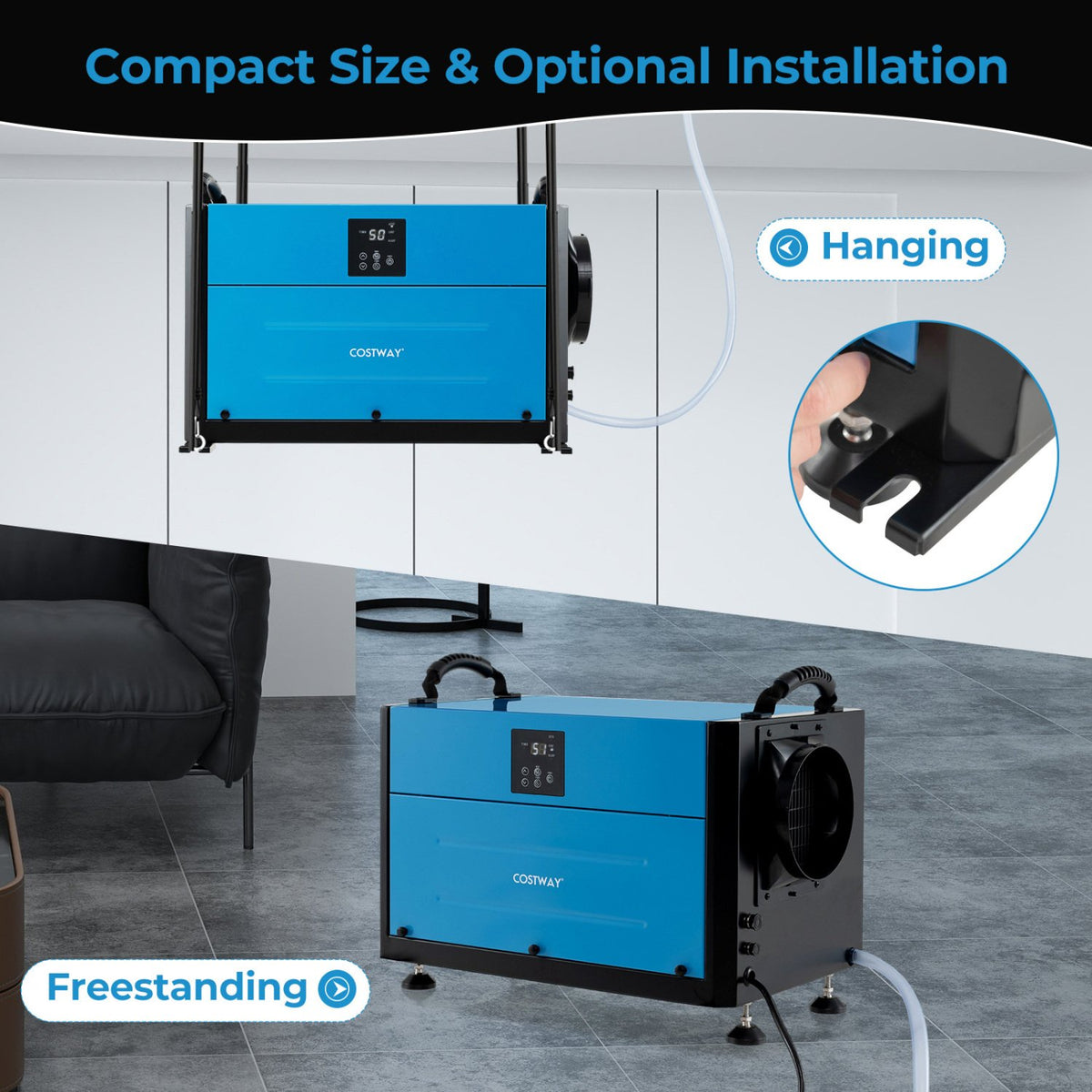 192 Pint Crawl Space Dehumidifier with 3 Modes and 24H Timer-Blue view 7