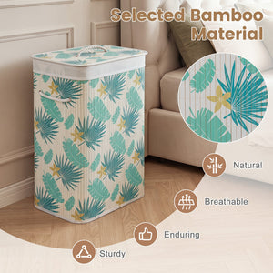 19 Gal Bamboo Clothes Hamper with Removable Liner and Portable Handles-Green view 6