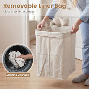 19 Gal Bamboo Clothes Hamper with Removable Liner and Portable Handles-Green view 8