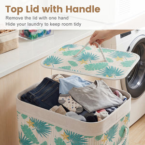 19 Gal Bamboo Clothes Hamper with Removable Liner and Portable Handles-Green view 9
