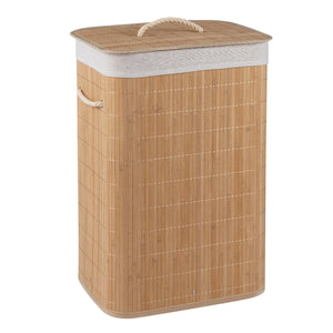 19 Gal Bamboo Clothes Hamper with Removable Liner and Portable Handles-Natrual view 4