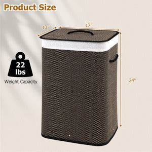 19 Gal Capacity Bamboo Clothes Hamper with Removable Liner and Portable Handles-Black view 5