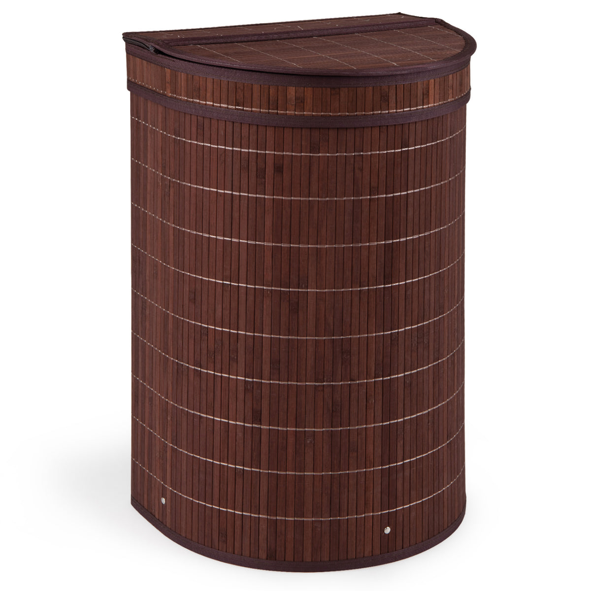 19 Gal Capacity Bamboo Laundry Hamper with Zippered Lid-Brown view 4