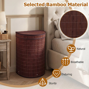 19 Gal Capacity Bamboo Laundry Hamper with Zippered Lid-Brown view 6
