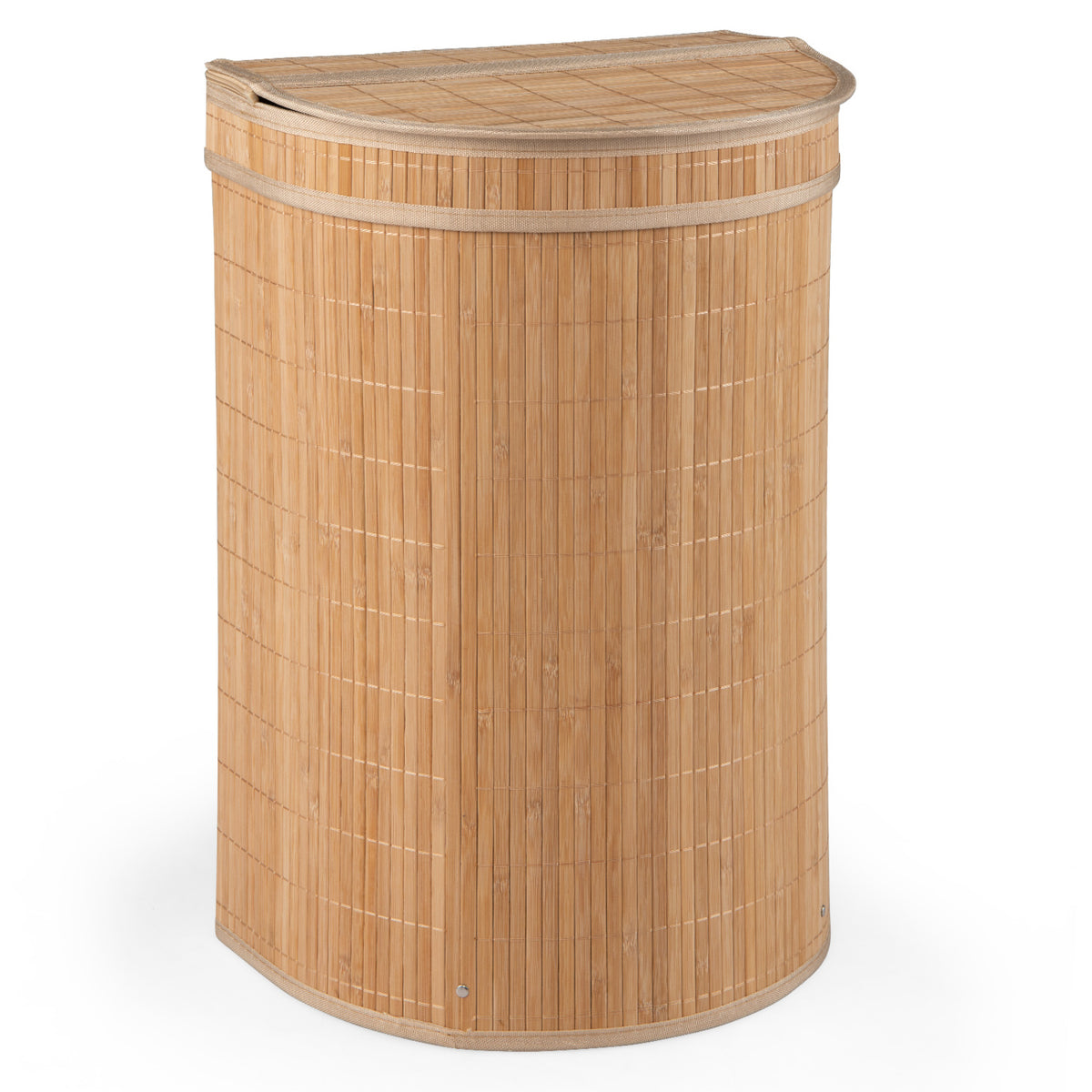 19 Gal Capacity Bamboo Laundry Hamper with Zippered Lid-Natural view 4