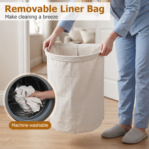 19 Gal Capacity Bamboo Laundry Hamper with Zippered Lid-Natural view 8