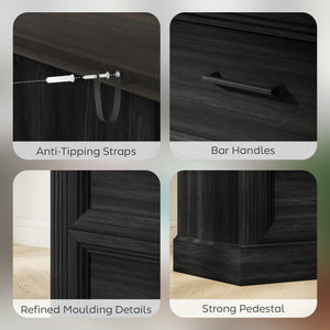 Lateral Filing Cabinet, Farmhouse File Cabinet with 2 Silent Drawers for Letter/A4/Legal Size Files, Black – view 6