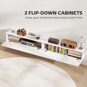 71" Floating TV Stand for TVs up to 72 Inch, Wall Mount Media Console with 2 Fluted Flip-Down Doors – view 11