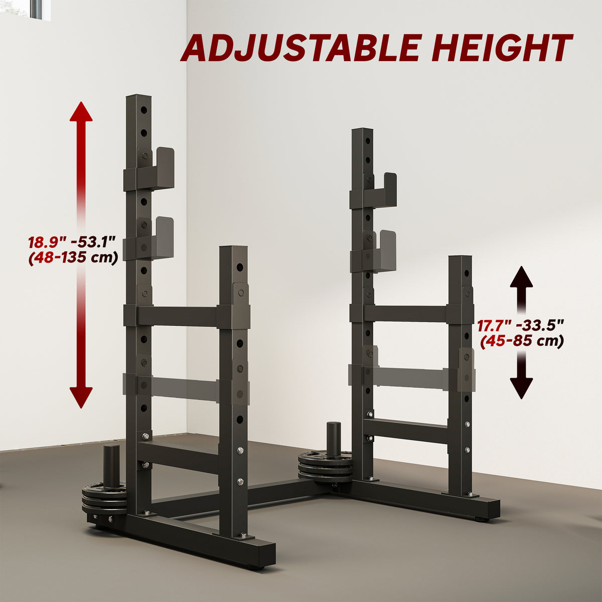 Soozier Adjustable Squat Rack, 660 lbs Multi-Function Barbell Rack for Weight Lifting and Home Gym Strength Training, Black