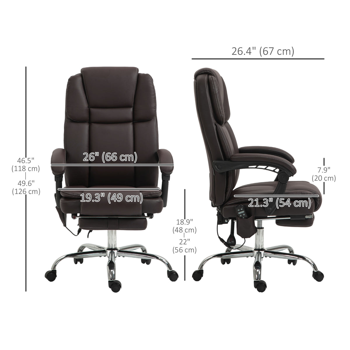 Massage Office Chair, Reclining Executive Office Chair with 6-Point Vibration, Footrest and High Back, Black – view 9