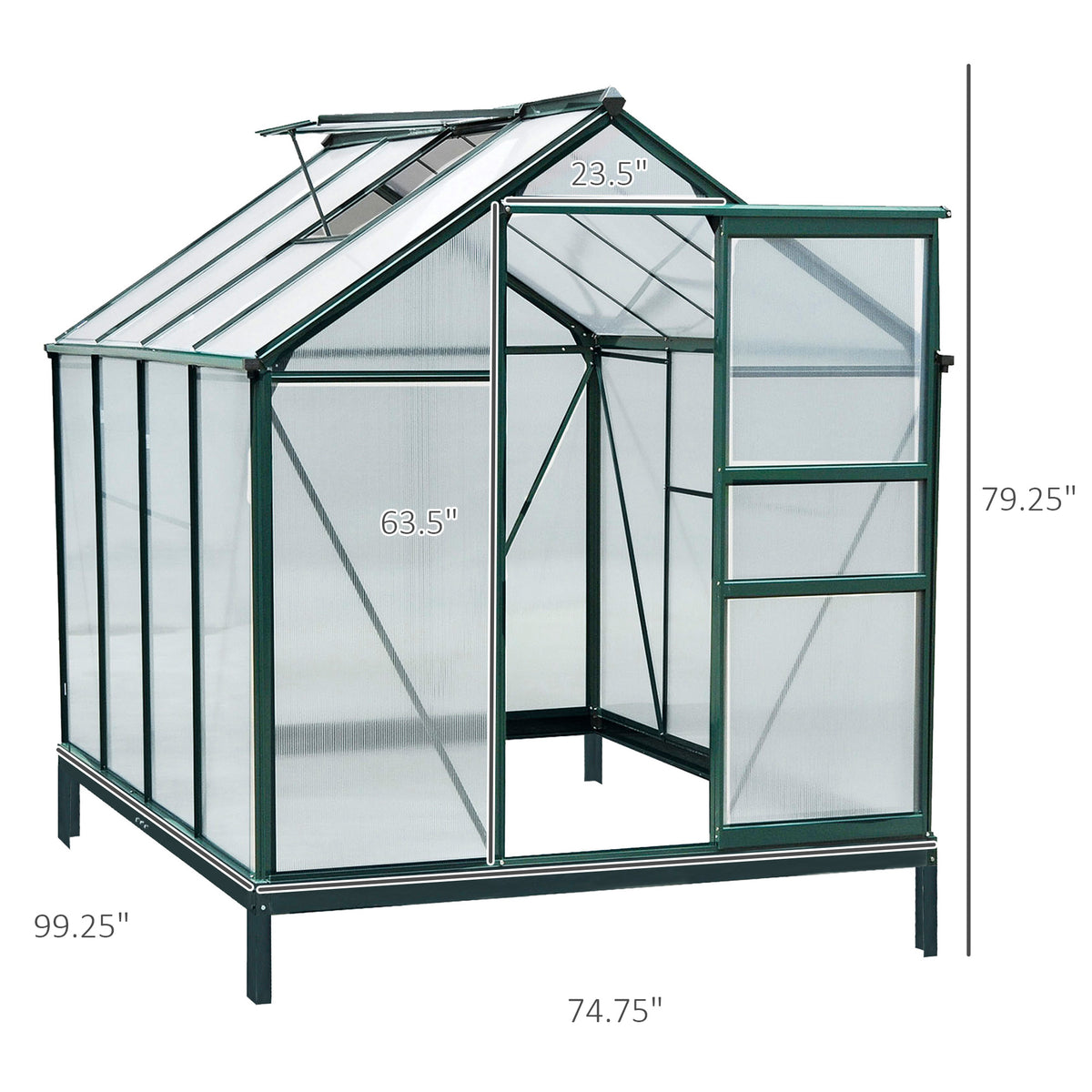 6' x 8' Greenhouse Clear & Twin Wall Panels Green Frame Press to Select