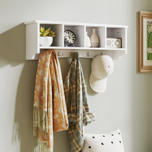 Coat Rack Wall Mount with Shelf, 28" Wall Coat Rack with 5 Hooks and 4 Compartments for Living Room – view 14
