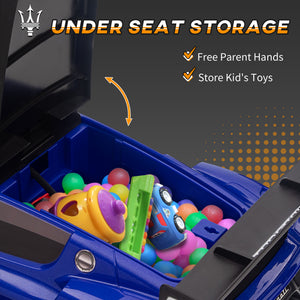 Qaba 6V Maserati GT2 Licensed Electric Car for Kids, Ride on Car with Under Seat Storage, LED Headlights Music, Blue