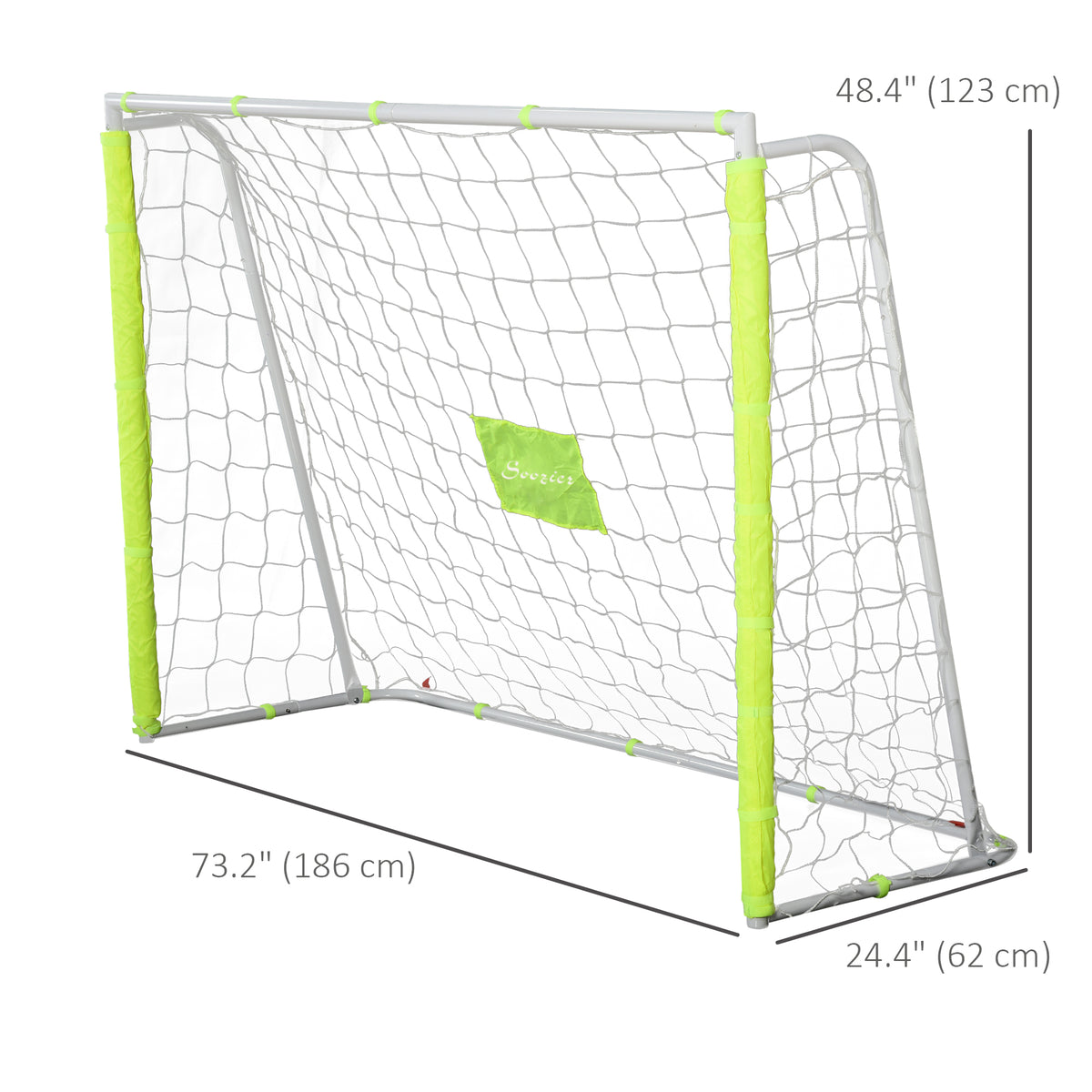 Soozier 6ft x 4ft Soccer Goal Net with Metal Frame, PE Mesh, Ground Stakes, Easy Assembly
