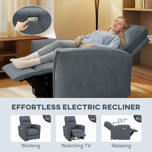 Power Recliner Chair, Dyed Fabric (Like Leathaire) Upholstered Recliner Chair with USB Ports, Footrest – view 10