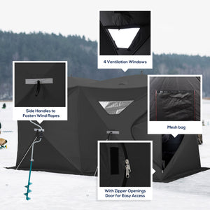 5-8 Person Pop-up Ice Fishing Shelter, Portable Ice Fishing Tent, Blue – view 13