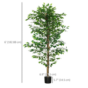 Set of 2 6ft Artificial Trees Ficus, Indoor Fake Plants with Pot, for Home Decor
