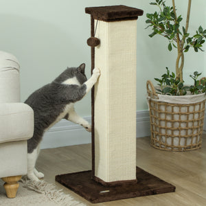 32" Tall Cat Scratching Post for Indoor Cats and Kittens, Sisal Cat Scratcher with Hanging Ball Soft Plush – view 13